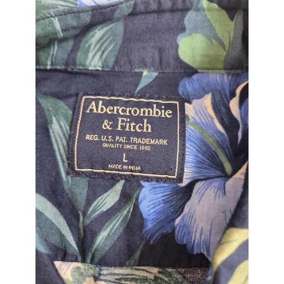 Abercrombie and Fitch Blue Green Hawaiian Coastal Button Up Shirt Large - Picture 4 of 5